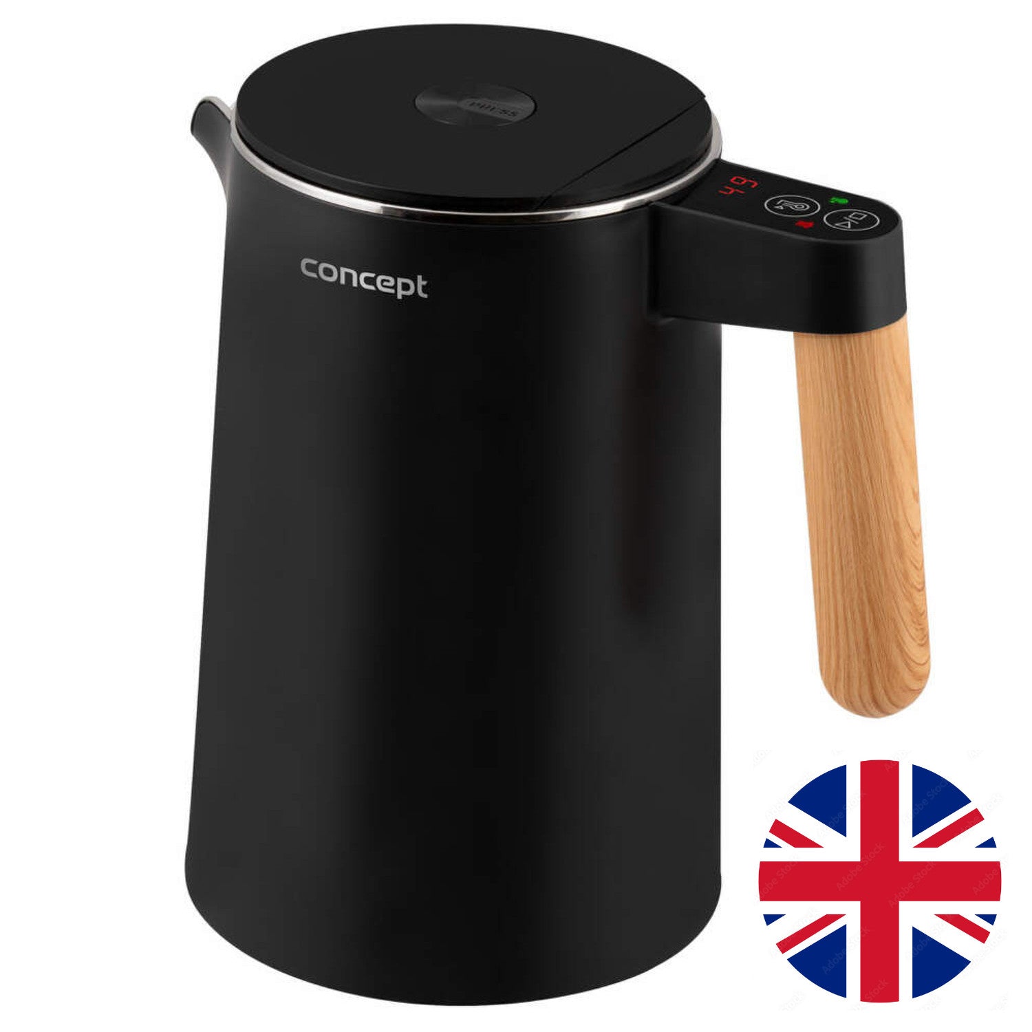 Concetto Salt & Pepper - Nero - RK3301 Bollitore per acqua elettrica 1.5L  Doppia parete Acciaio inossidabile Controllo della temperatura 45 ° C - 100  ° C – Euroelectronics EU