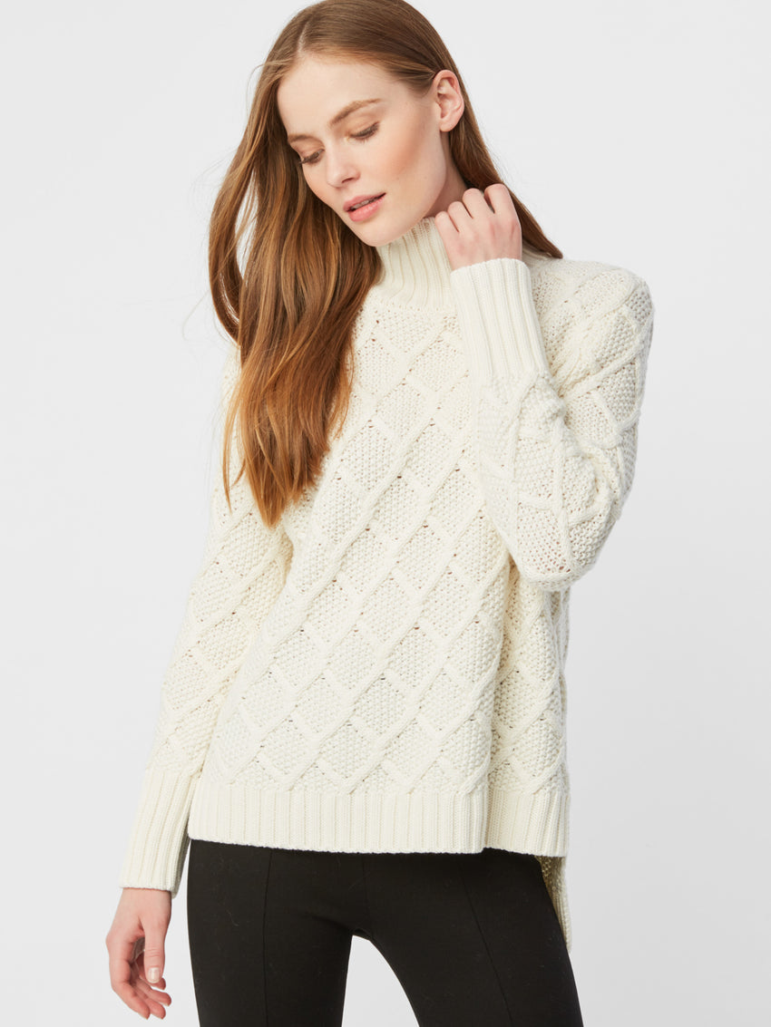 525 America Cotton Wool Honeycomb Knit Turtleneck Sweater