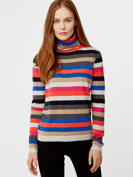 525 America Cashmere Striped Turtleneck Sweater