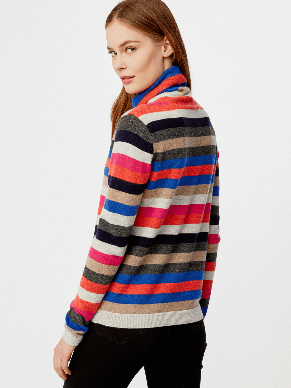 525 America Cashmere Striped Turtleneck Sweater