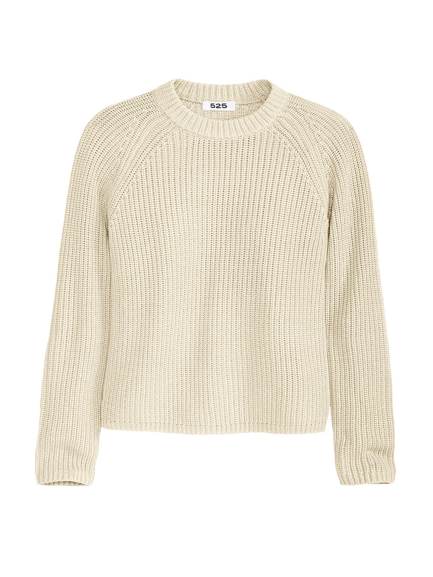 525 Jane Cotton Shaker Stitch Raglan Sleeve Sweater