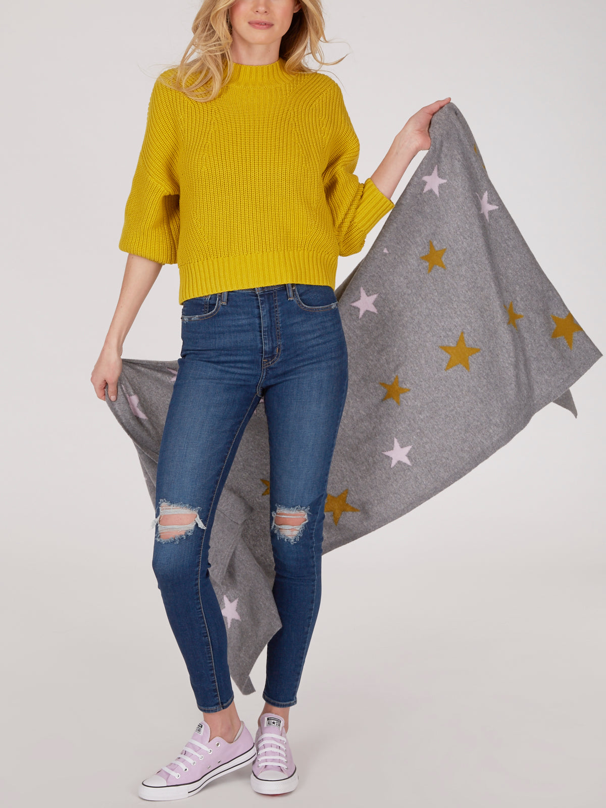 Cashmere Stars Intarsia Wrap Scarf