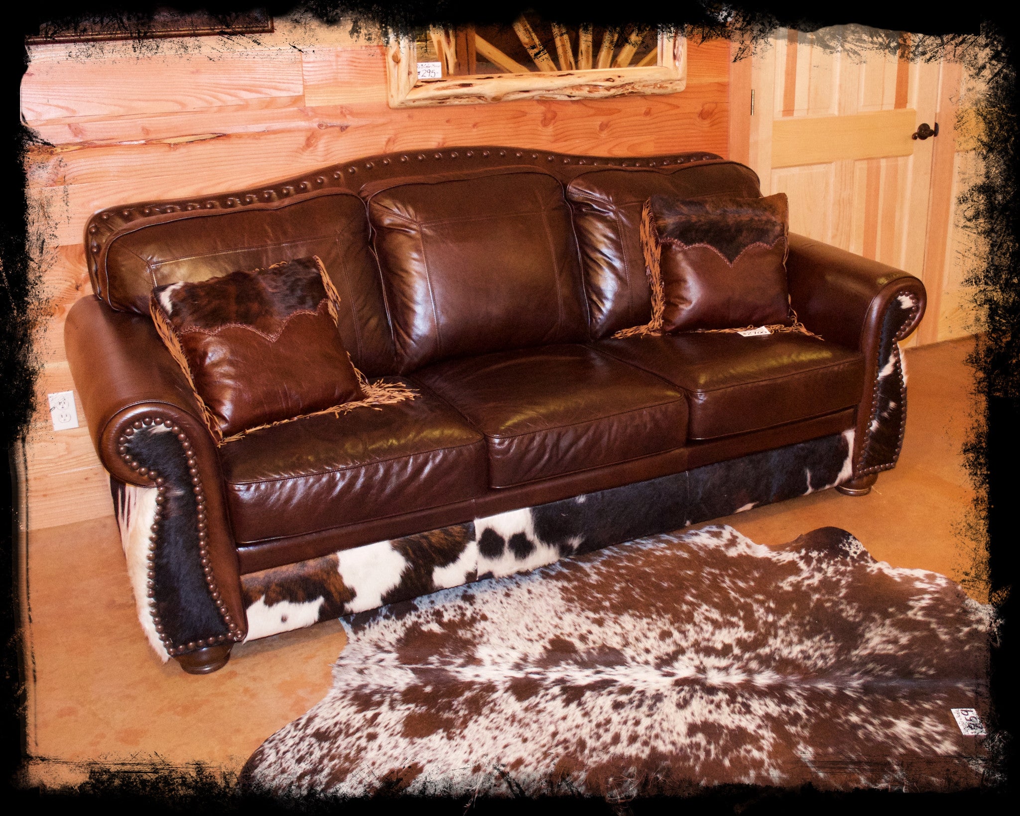 Genuine Leather Sleeper Sofa Log Beds Rustic Furniture – Log
