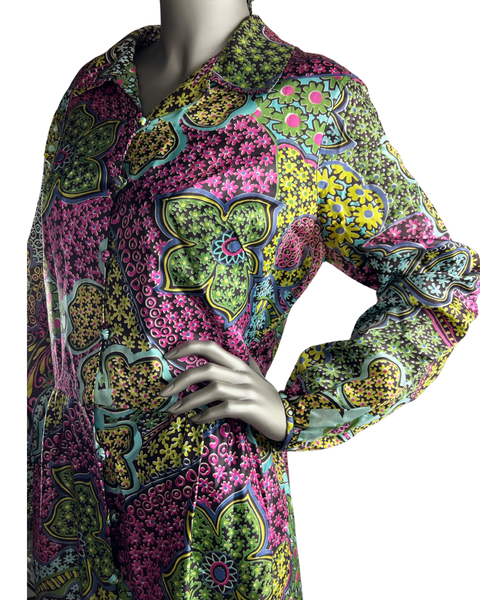 Vintage Late 1960’s Floral Printed Coat Dress/Duster by Bret Devin