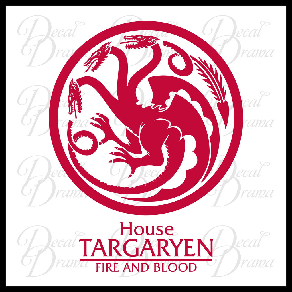House Targaryen Dragon Fire And Blood Got Game Of Thrones Inspired Vinyl Carlaptop Decal