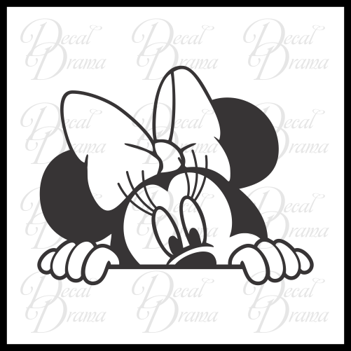 Peeking Minnie Mouse, Disney-inspired Fan Art Vinyl Car/Laptop Decal ...