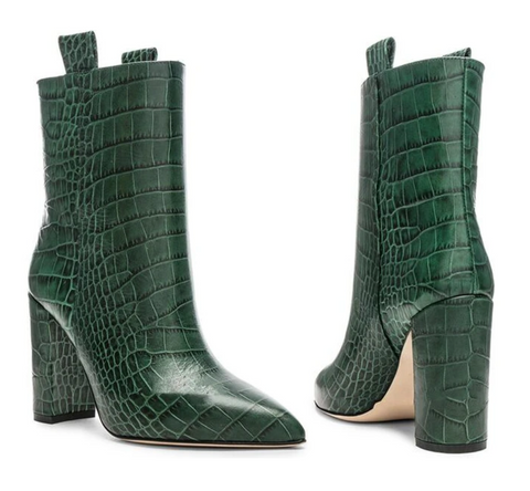 ankle-leather-print-boots-green