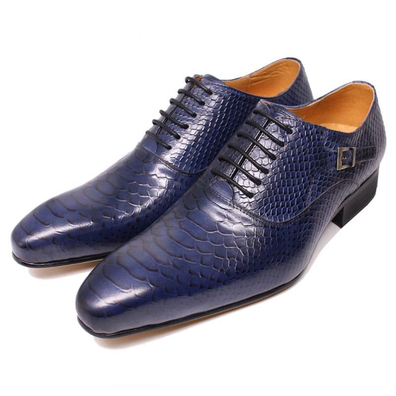 Shop at Crocodile Wear | Leather Snake Print Pattern Pointed Toe Lace-Up  Oxford Dress Shoes