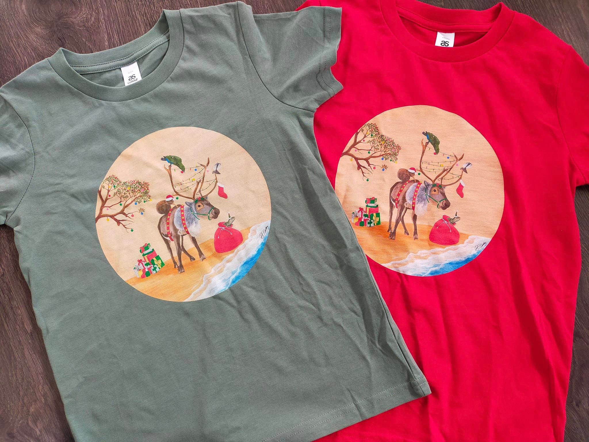 Christmas Beach Party tee - Christmas t shirts collection TRISH HARDING ART