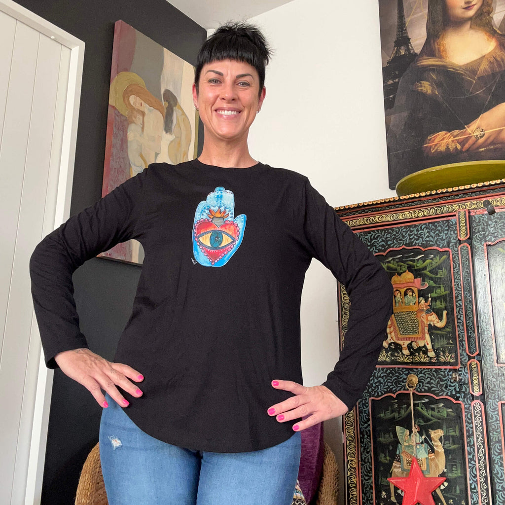 Hamsa Protection Hand long sleeve tee ADELIEN'S ART