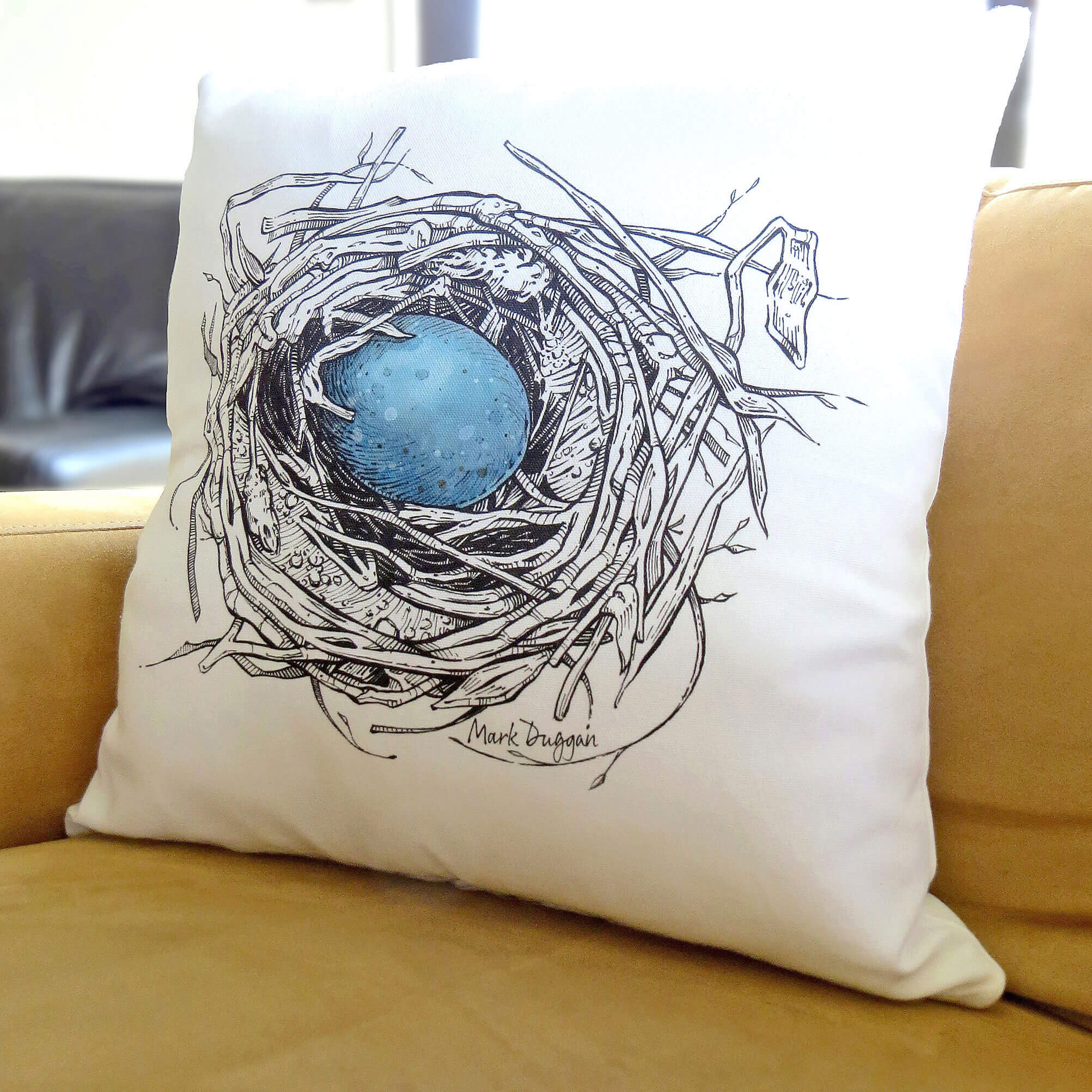 Blue Egg Cushion Cover MARK DUGGAN