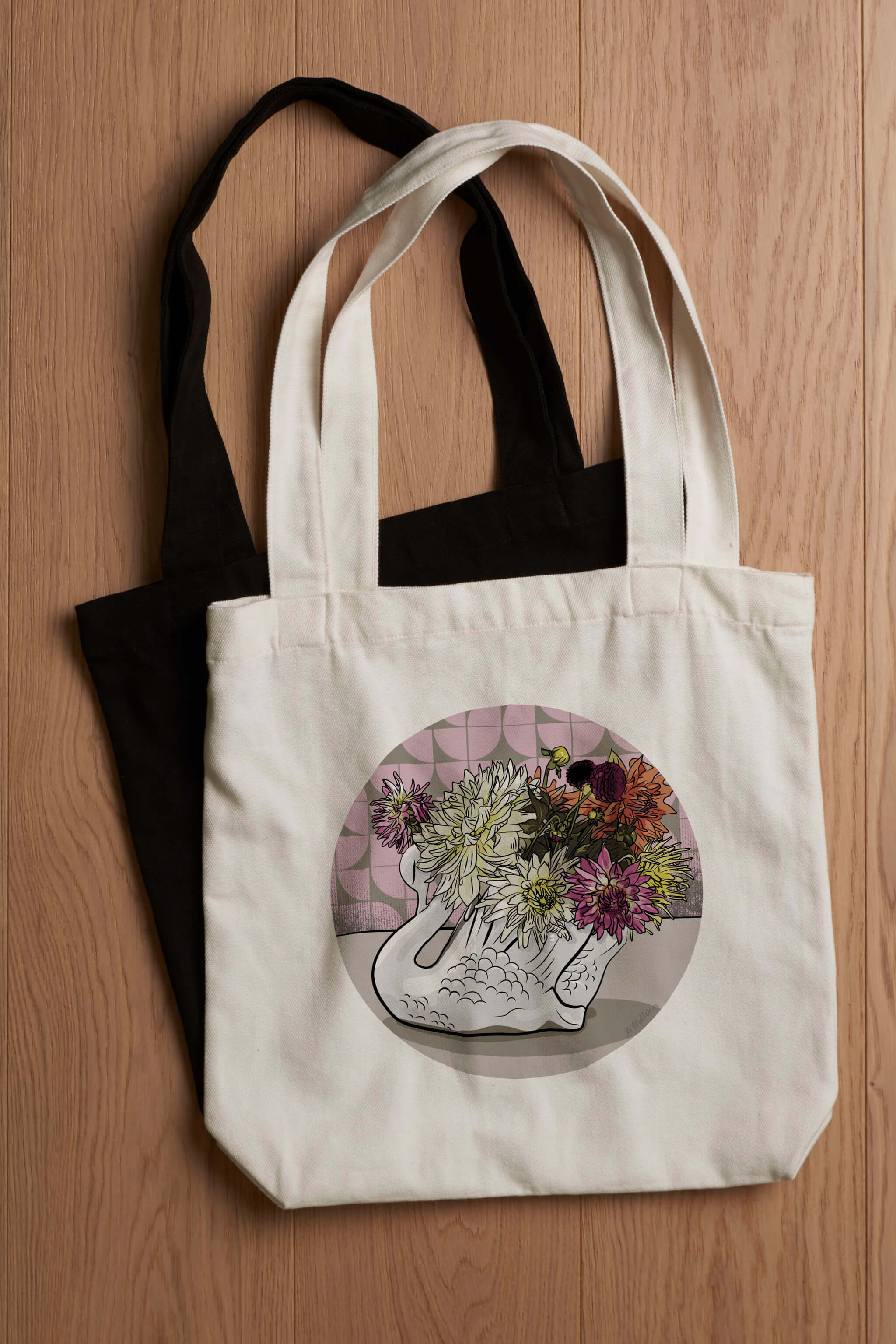 Crowned Dahlia artwork tote bag ANNA MOLLEKIN