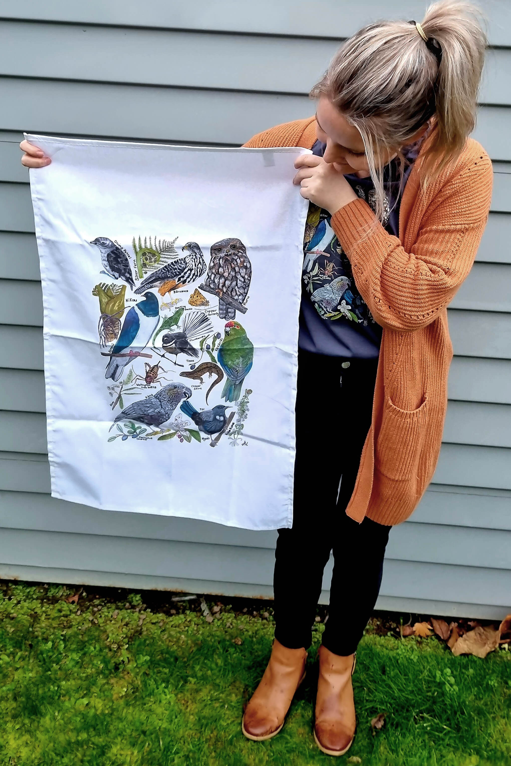 Wellington Artist Aleshia Mcnicholl Native Revived tea towel