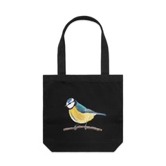 Ukraine - Eurasian Blue Tit Bird artwork tote bag - art for a cause AUNTIE BETTY ILLUSTRATION