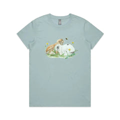 Bunnies and Dandelions tee EMILY RAJASINGH ART