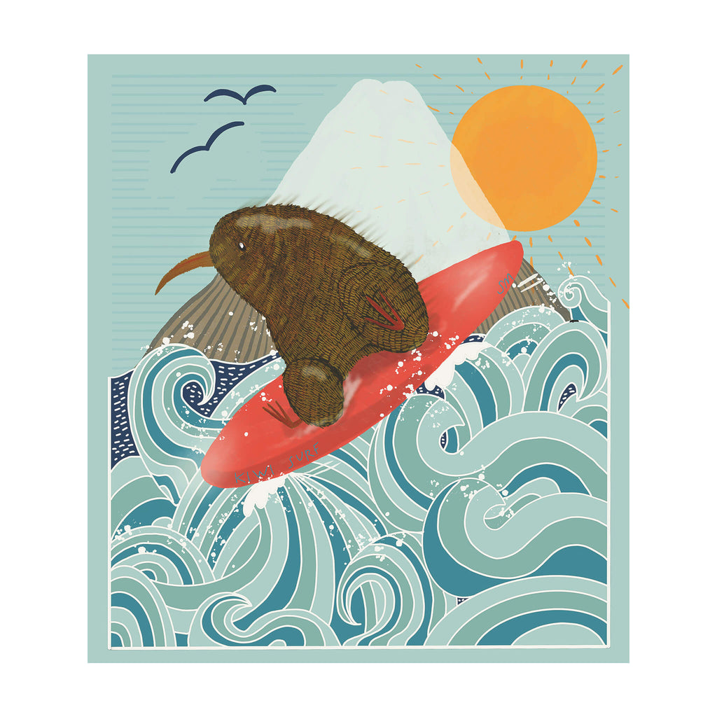 Kiwi Surf tee - Limited Edition of 50 Good Vibes SARAH MCALPINE ART