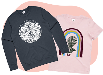 doodlewear art printed sweatshirts and tees