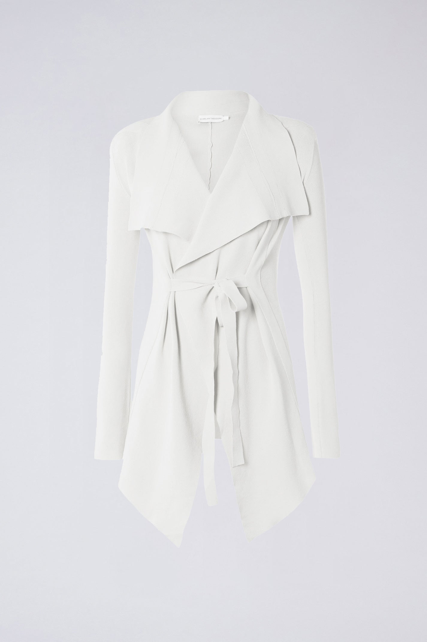 CREPE KNIT DRAPE FRONT JACKET - WHITE