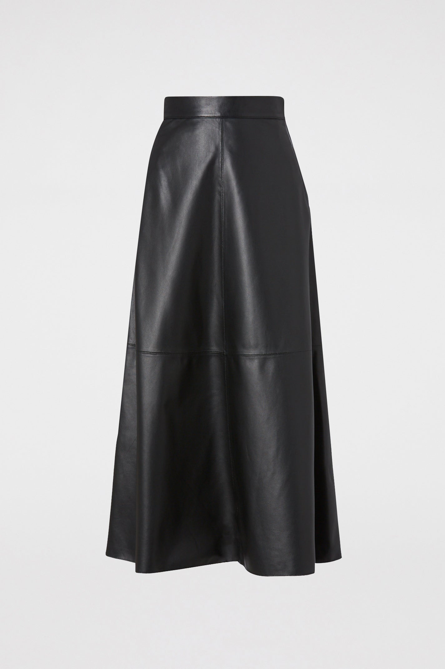 LEATHER LONG SKIRT - CHARCOAL