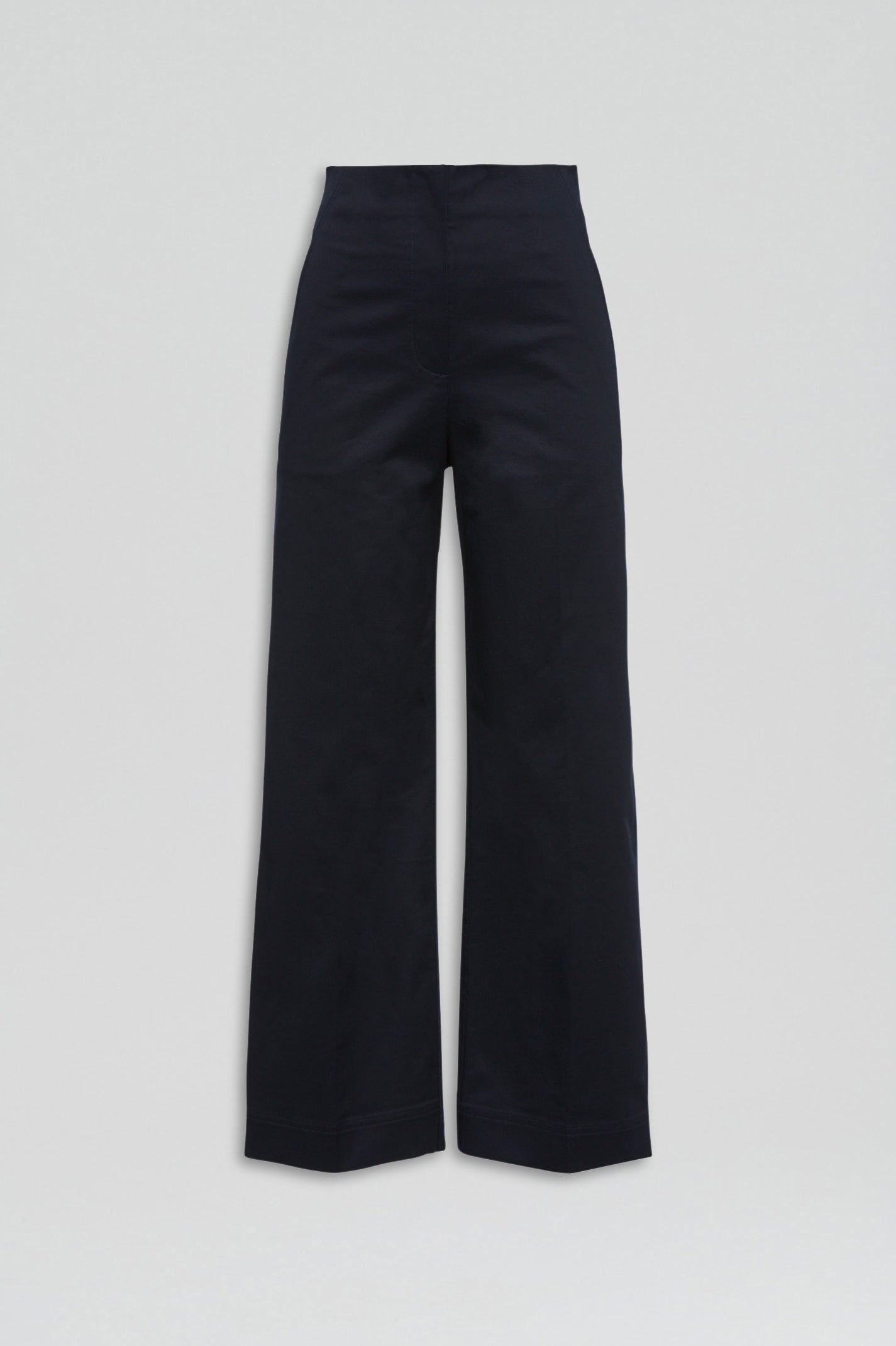 SATEEN CROPPED WIDE LEG TROUSER - NAVY