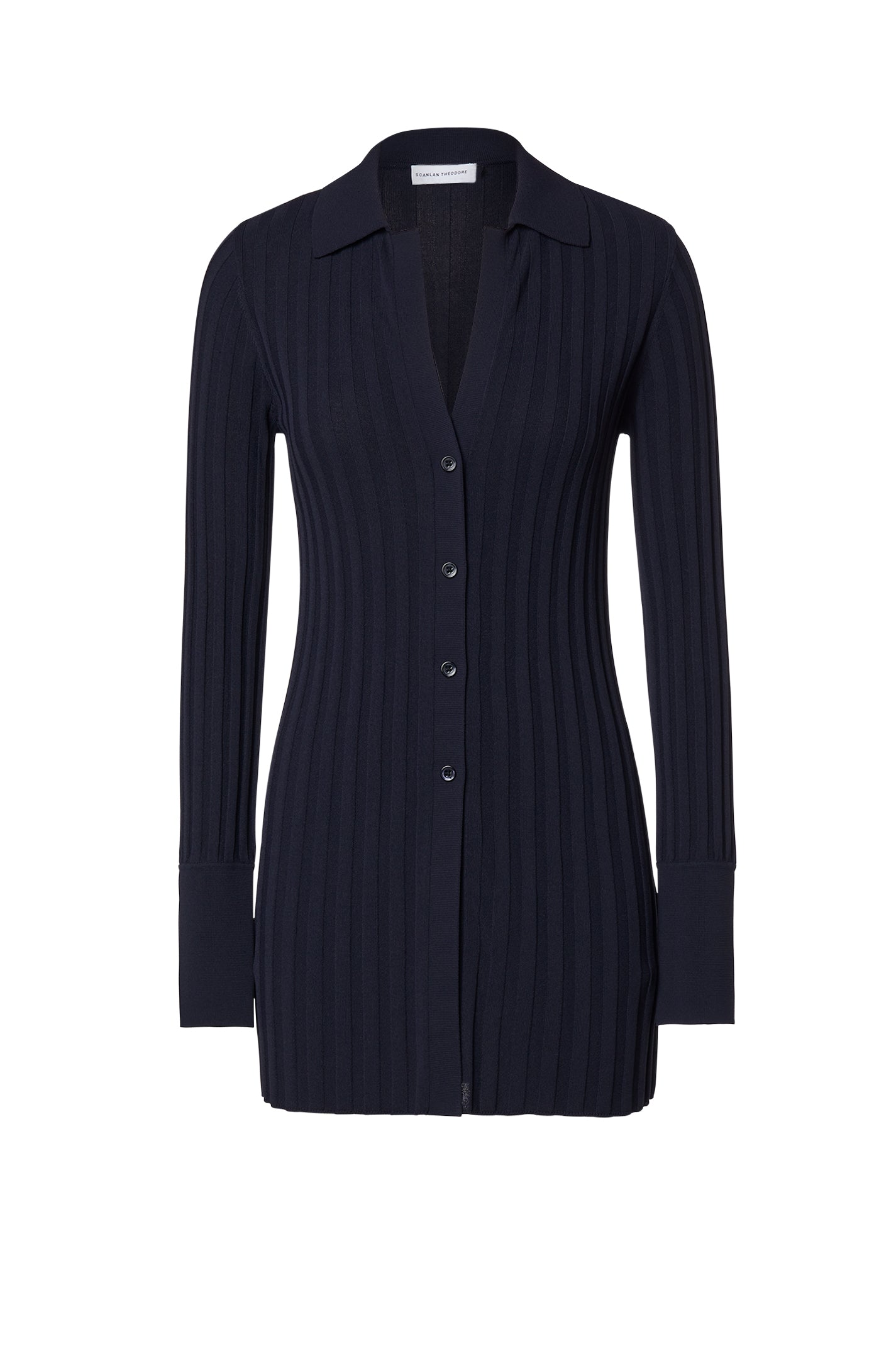 PLEATED RIB CUFFED SHIRT 14 - NAVY