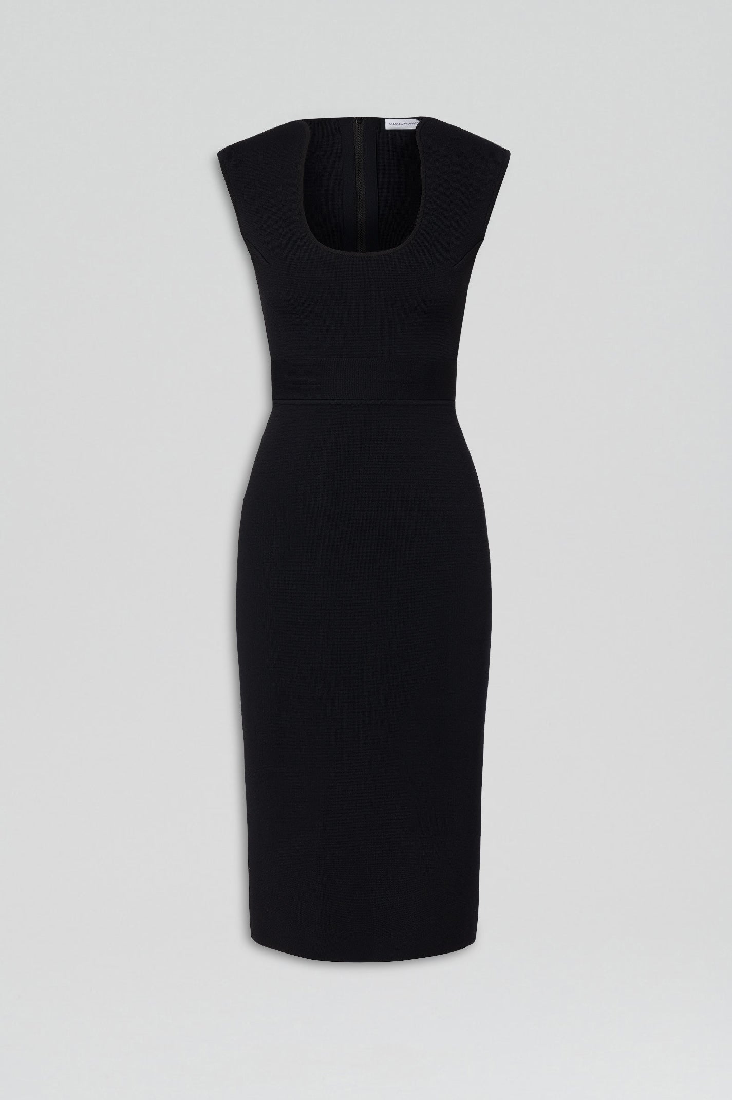 CREPE KNIT SCOOP NECK DRESS - BLACK