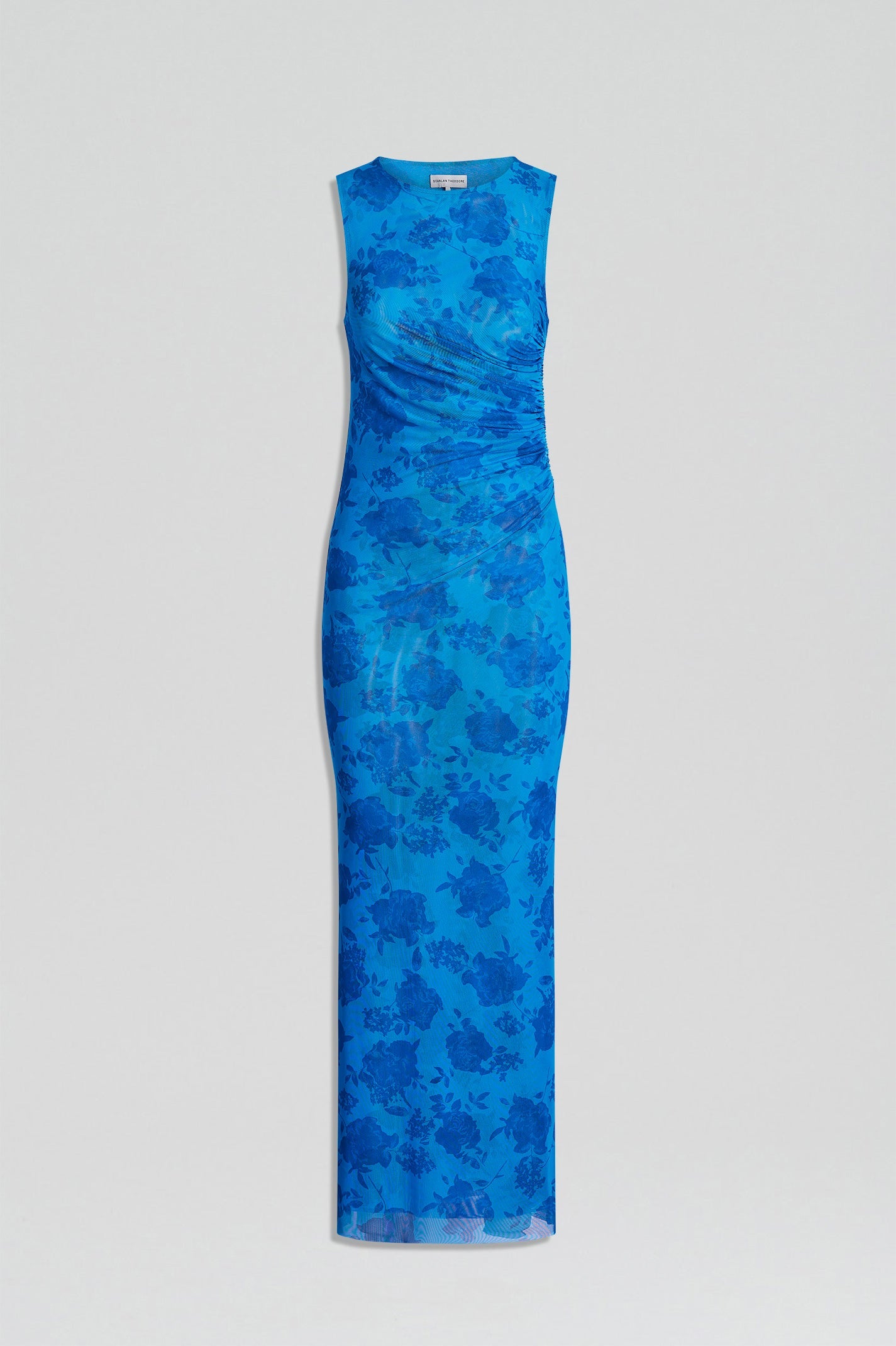 floral-lace-print-mesh-dress-blue