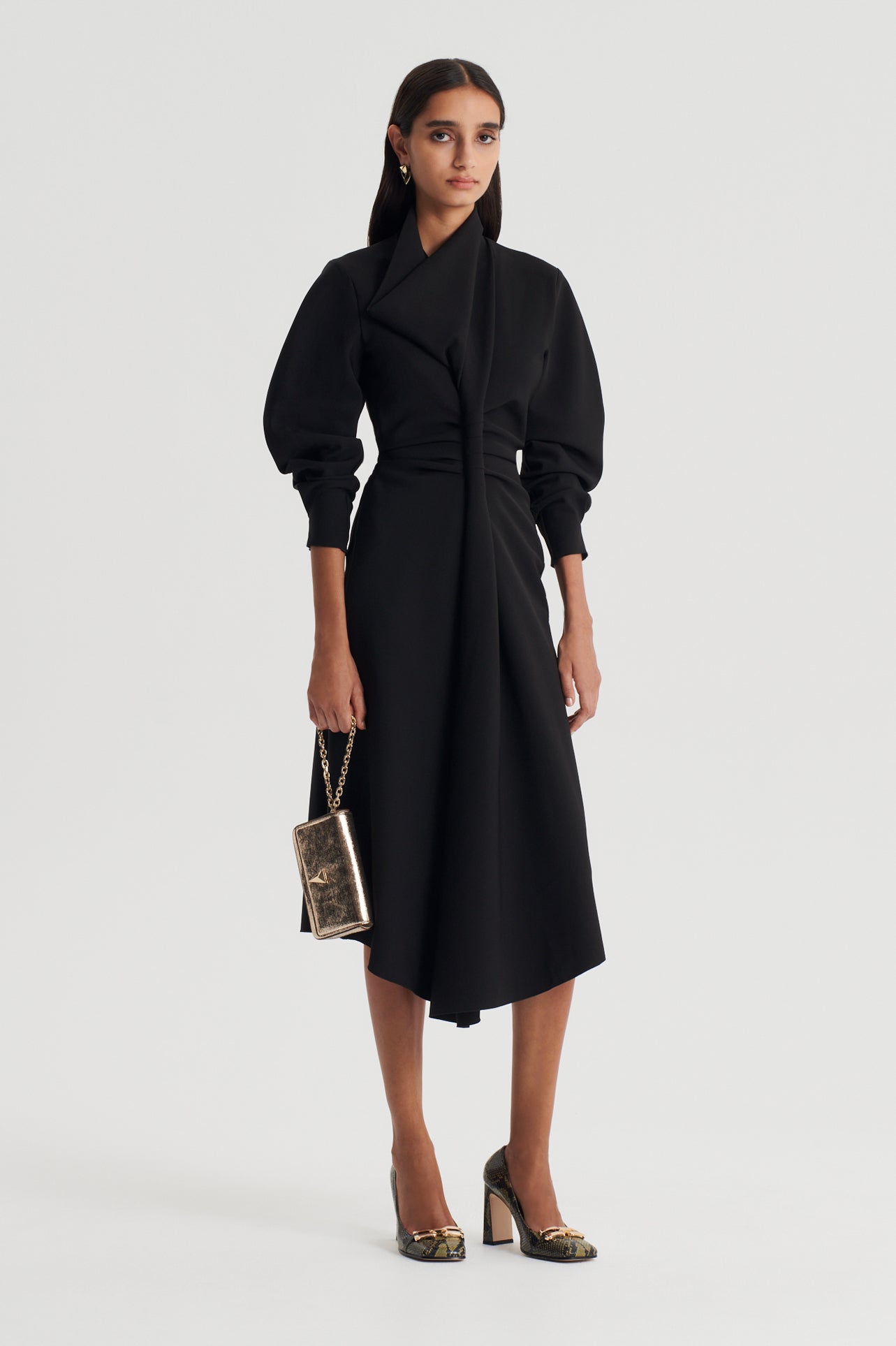 SOFT ROLL NECK DRESS - BLACK