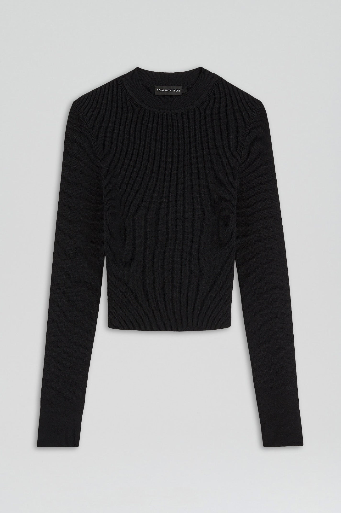 CREPE KNIT CREW NECK SWEATER - BLACK