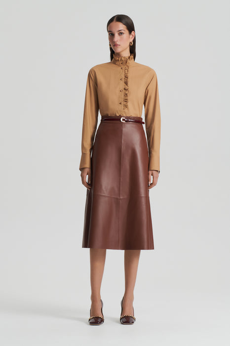 LEATHER LONG SKIRT - TAN - Scanlan Theodore