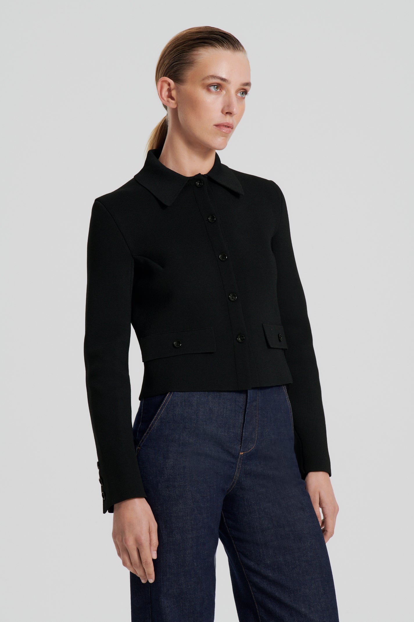 crepe-knit-button-jacket-black