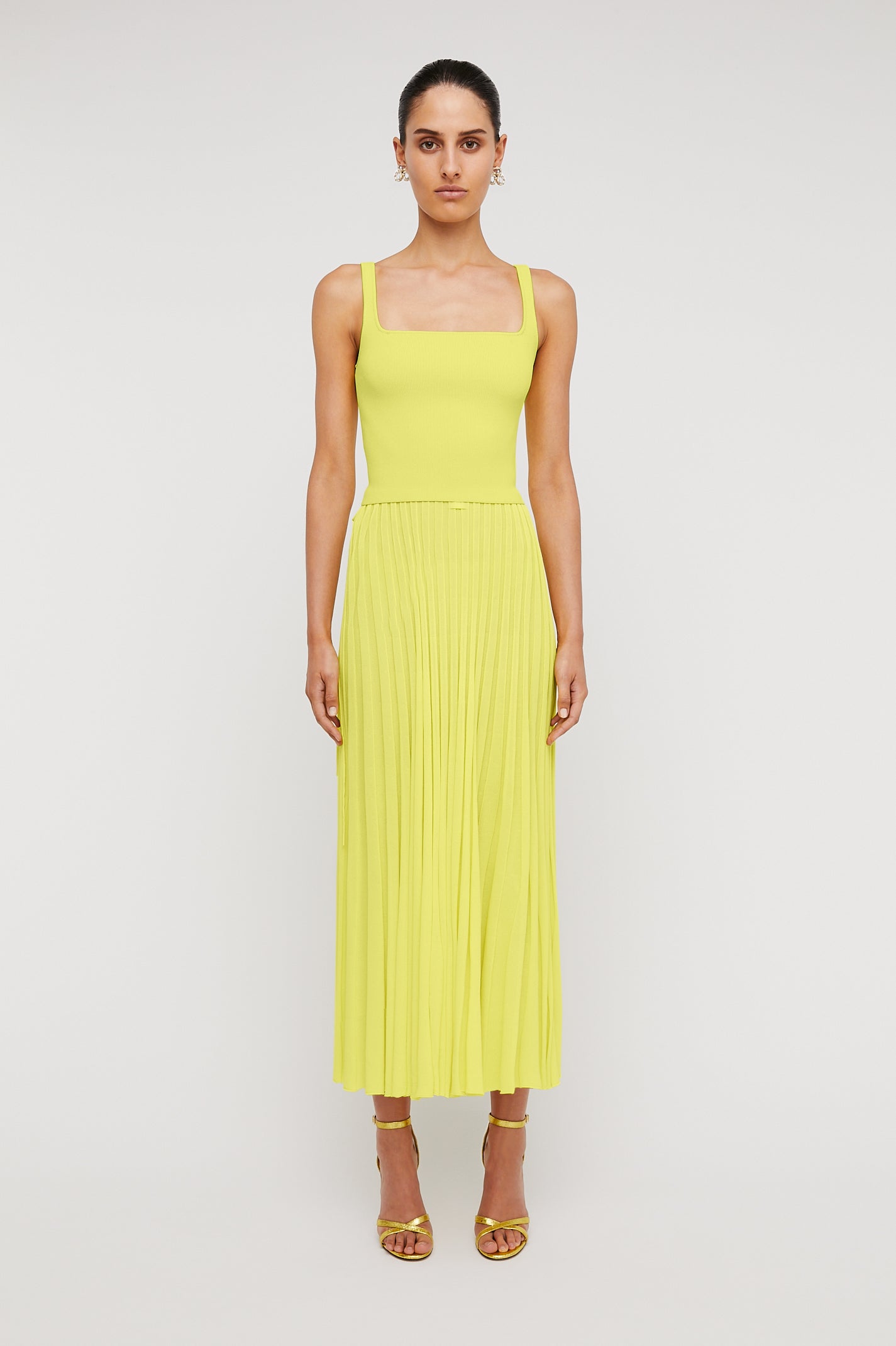 PLEATED RIB SKIRT 16 - YELLOW