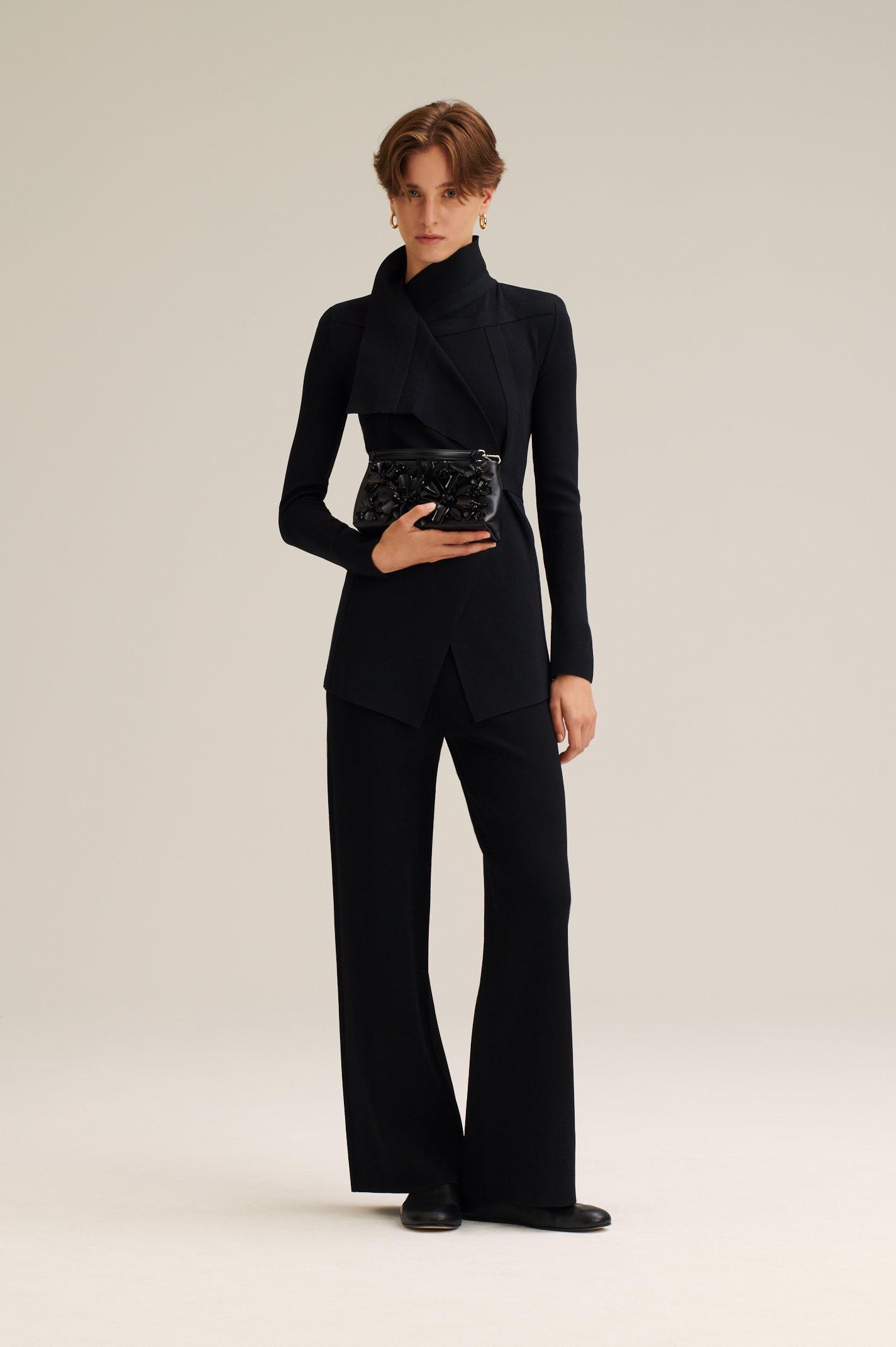 SATEEN KNIT JACKET - BLACK