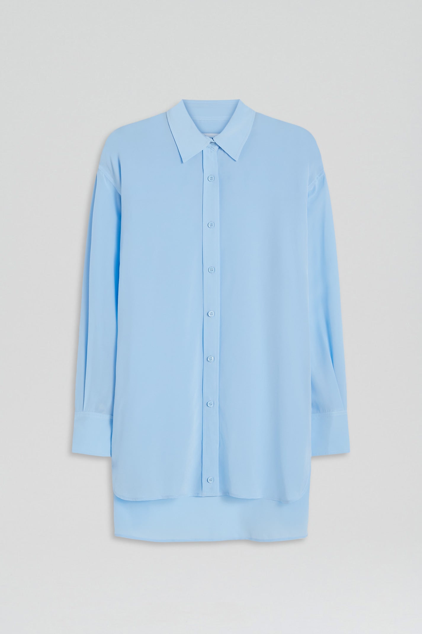 SILK BUTTON SHIRT - TINTED.BLUE