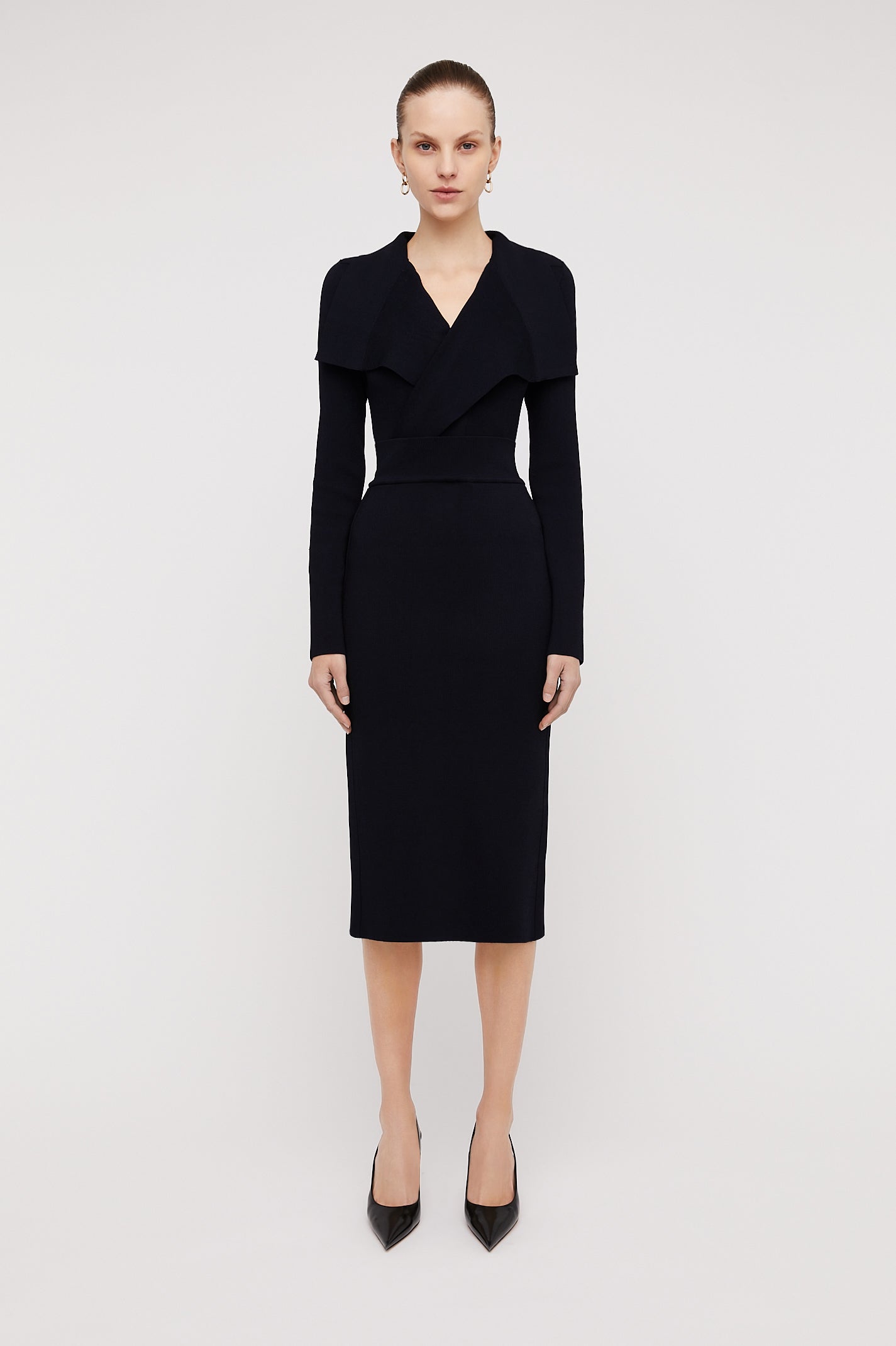 crepe-knit-drape-front-dress-navy