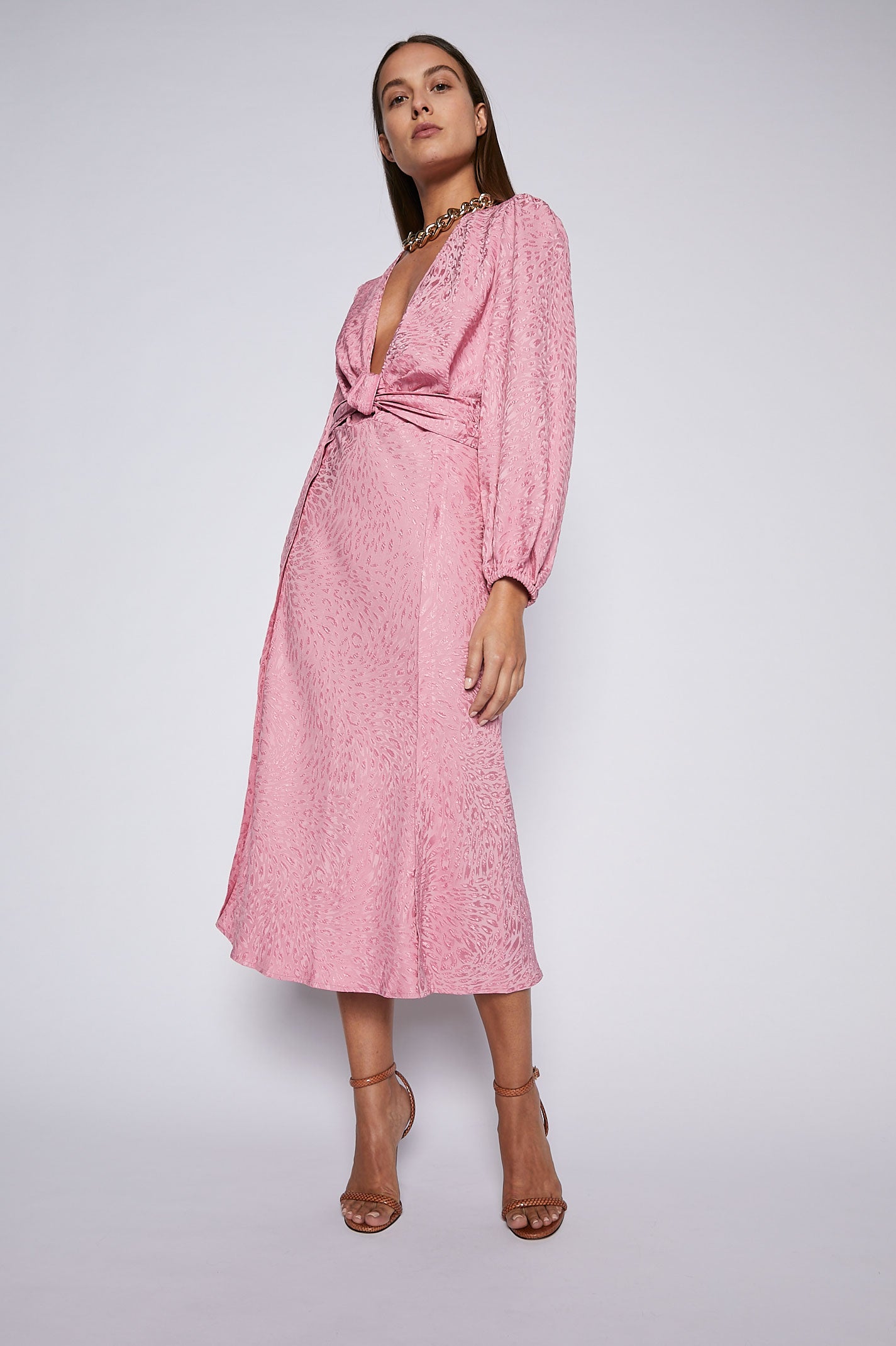 FRENCH TEXTURED WEAVE DRESS - PALE.PINK