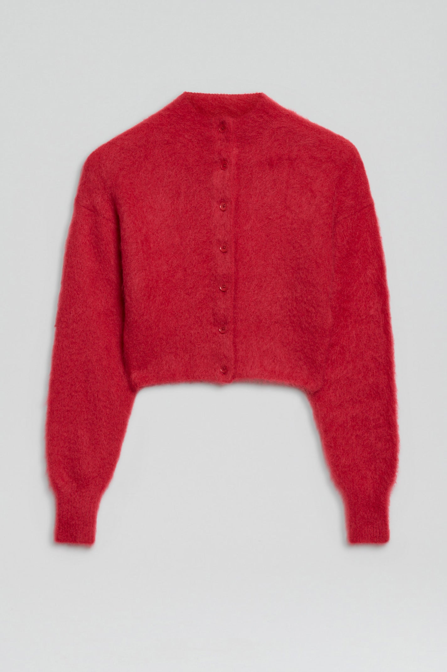 BRUSHED MOHAIR CROPPED CARDIGAN 5 - RED