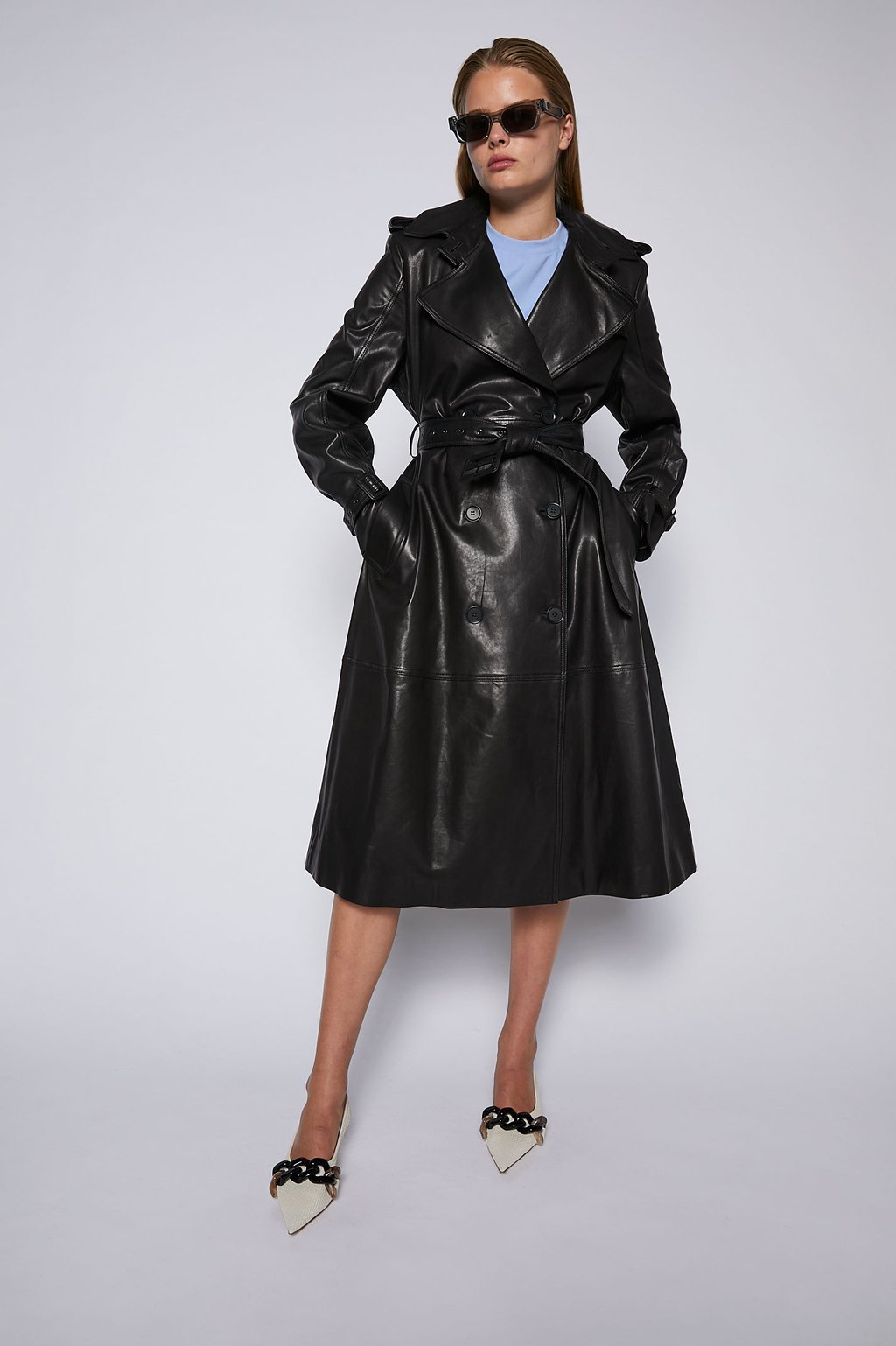 LEATHER TRENCH - BLACK