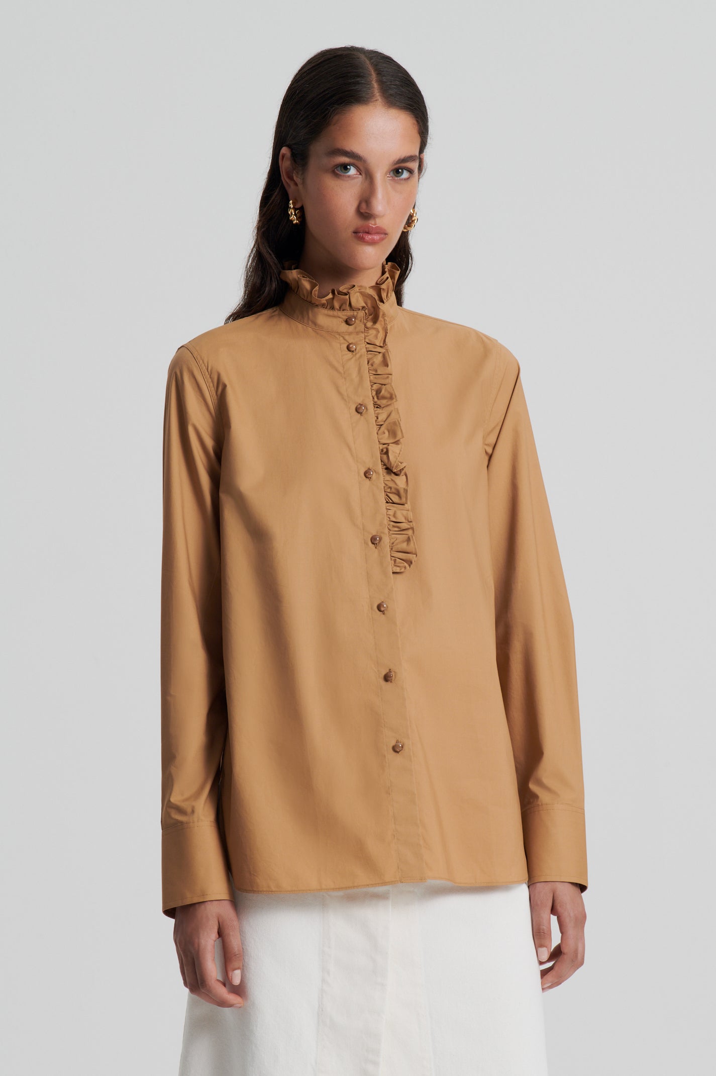 parachute-ruffle-trim-shirt-camel