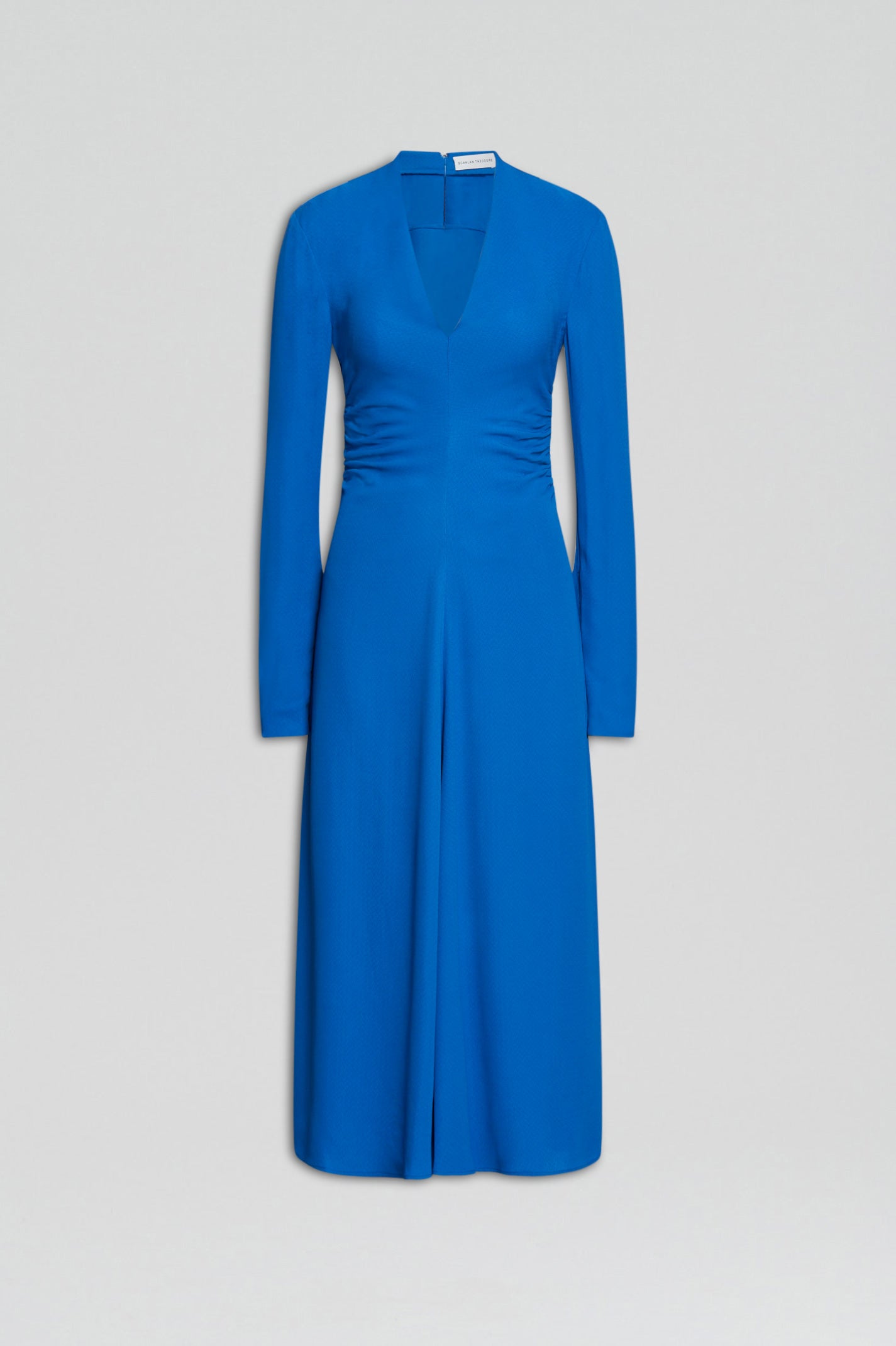 crepe-gather-waist-dress-cobalt