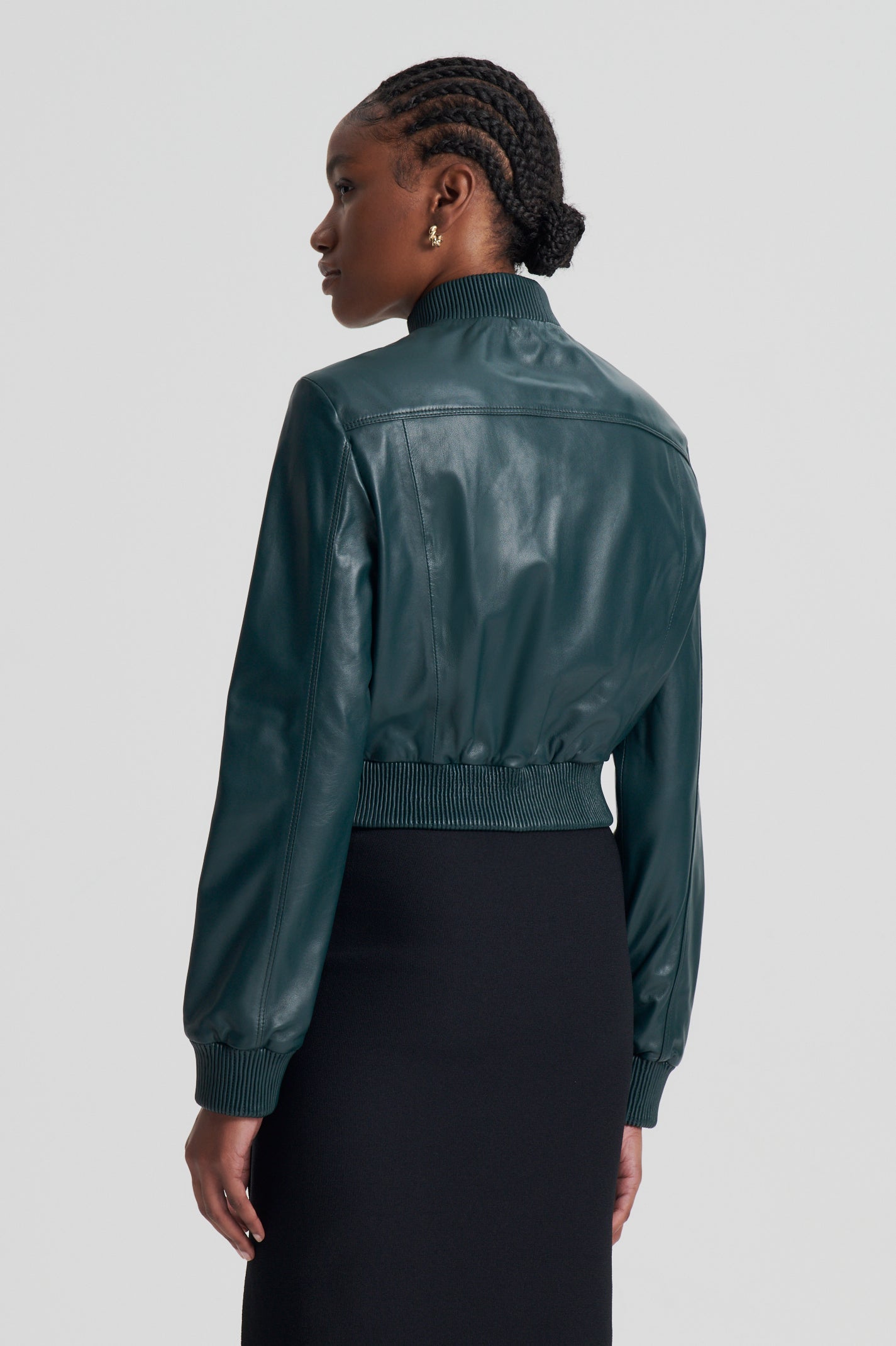 rib-trim-leather-jacket-dark-green