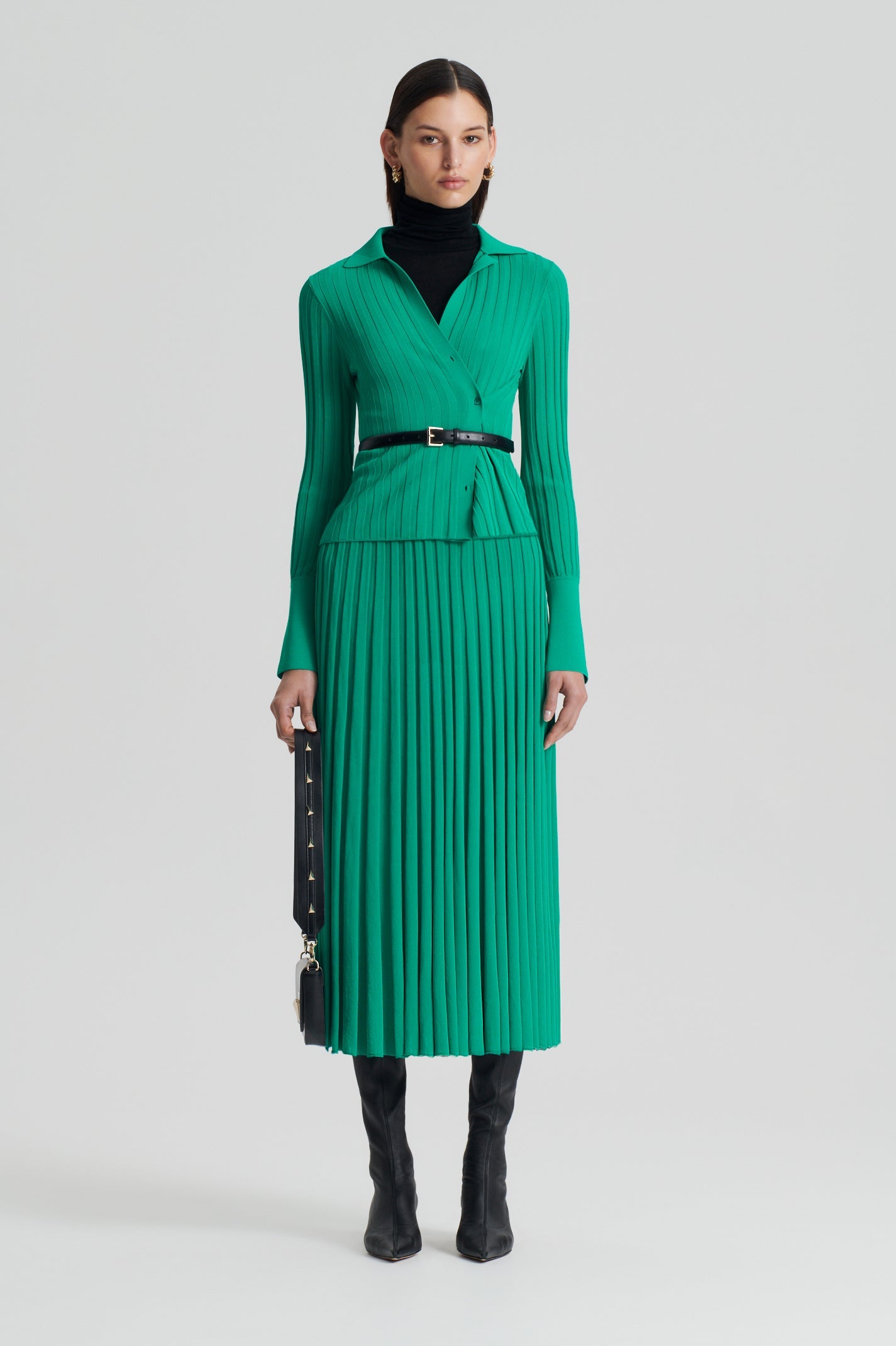 PLEATED RIB SKIRT 16 - EMERALD