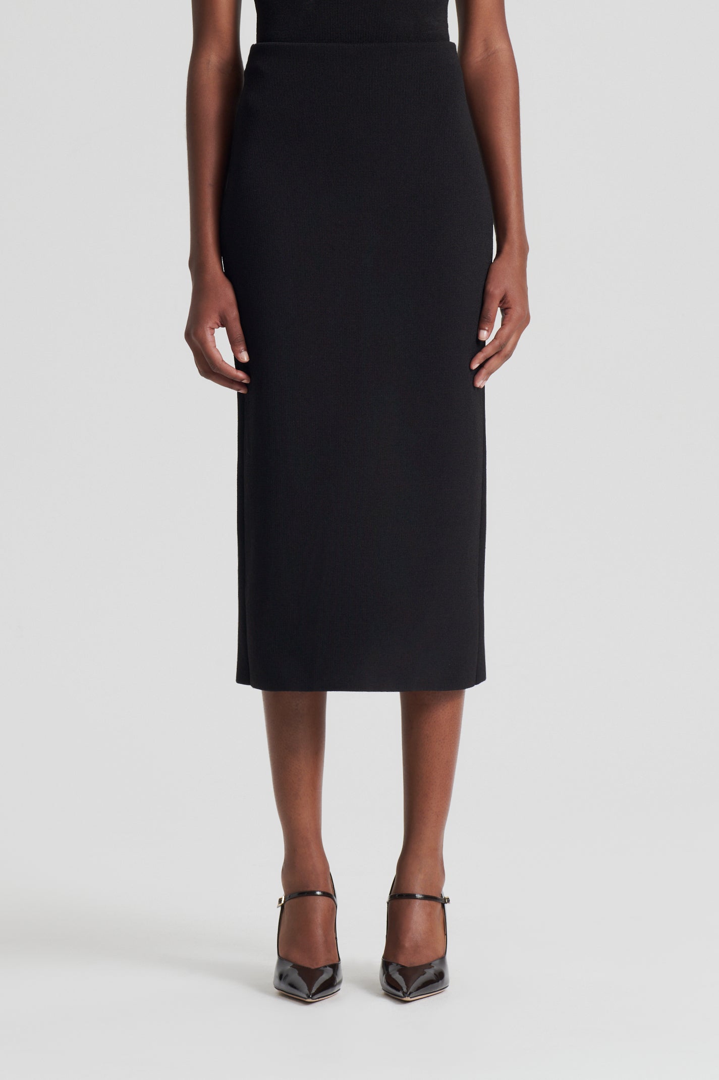 CREPE KNIT PENCIL SKIRT - DARK.CHOCOLATE - Scanlan Theodore US