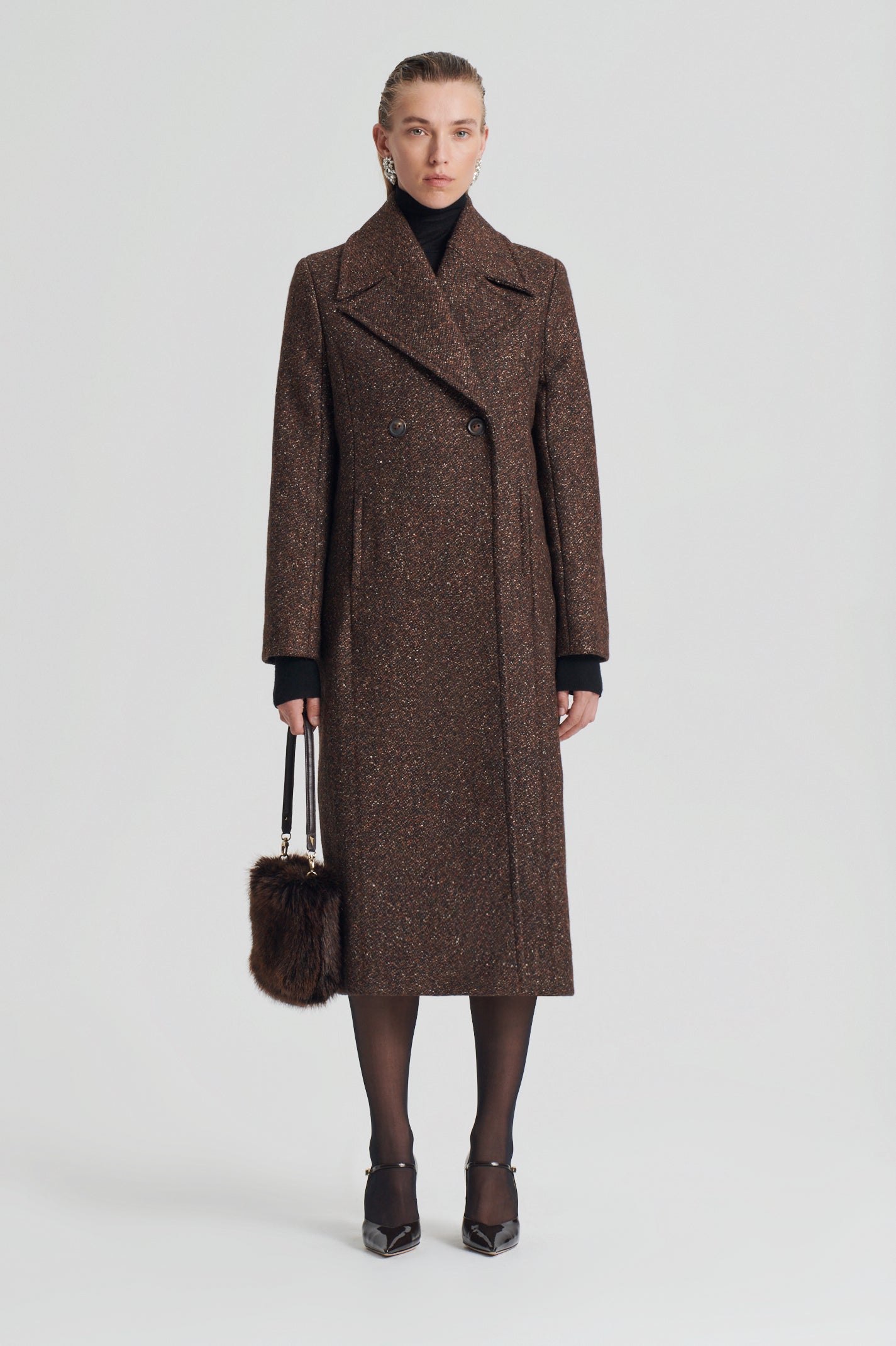 TWEED COAT - CHOCOLATE