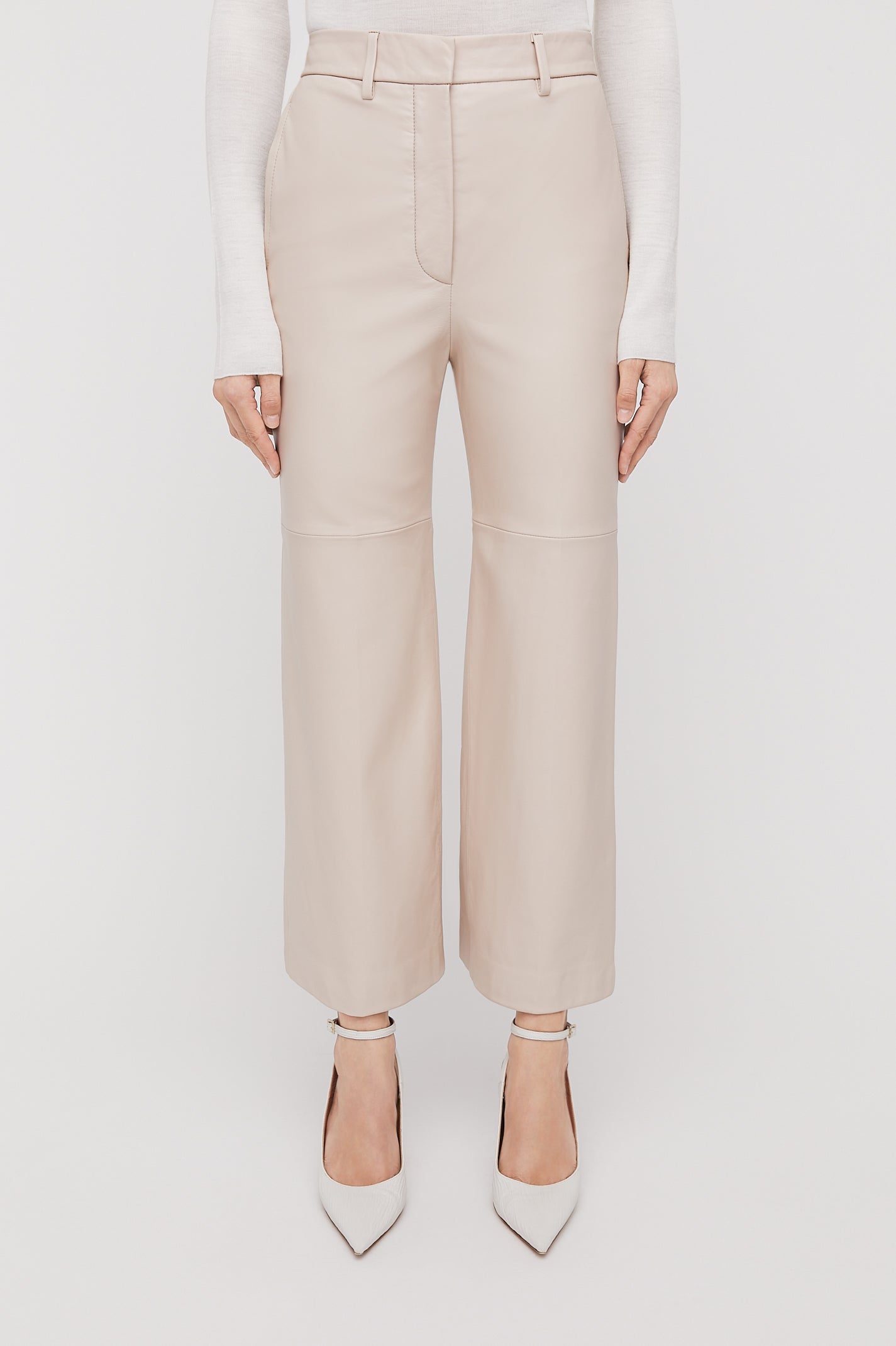 LEATHER CROP WIDE LEG TROUSER - SHELL