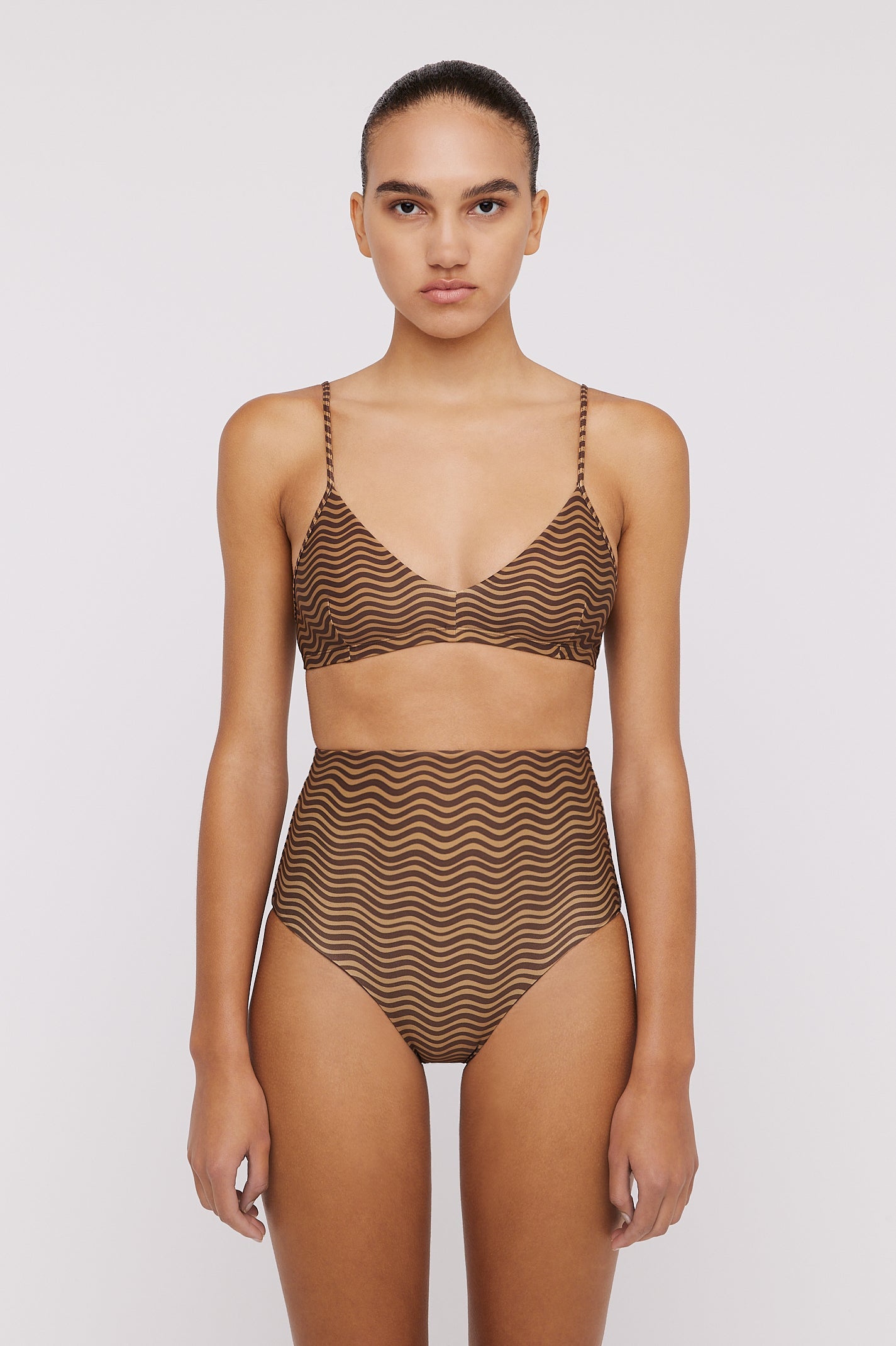 PRINTED BRALET - CHOC.TAN