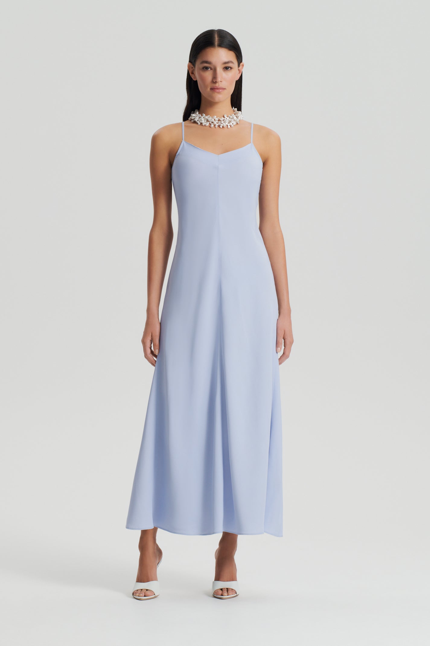 POWDERED VISCOSE SLIP DRESS - AQUATIC