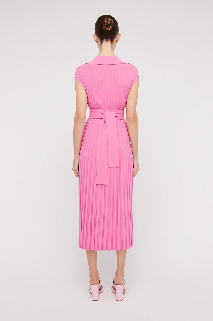 Pleated Rib Cap Slv Dress 16 Pink PINK - Scanlan Theodore US