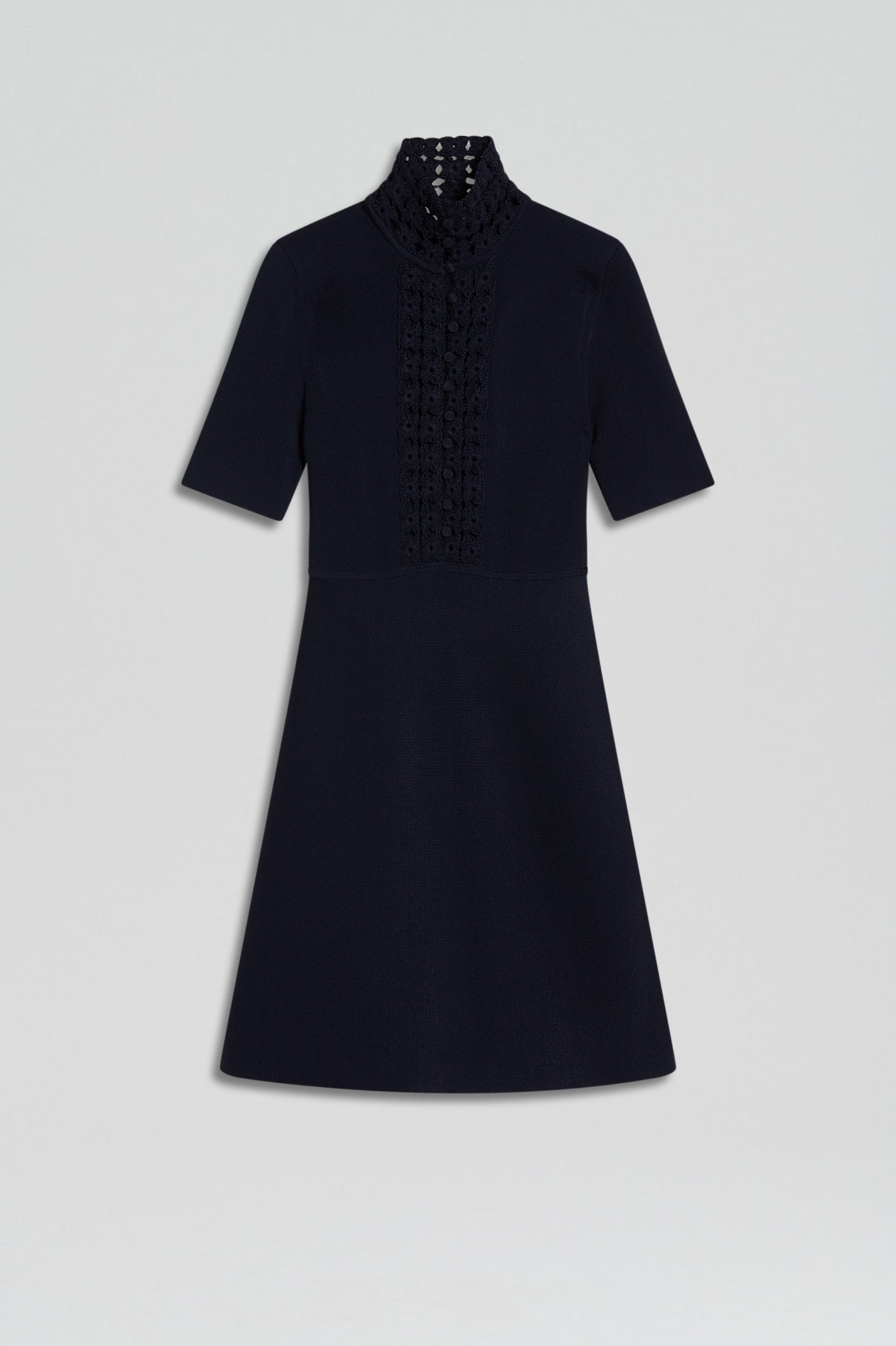 CREPE KNIT DAISY MINI DRESS - NAVY