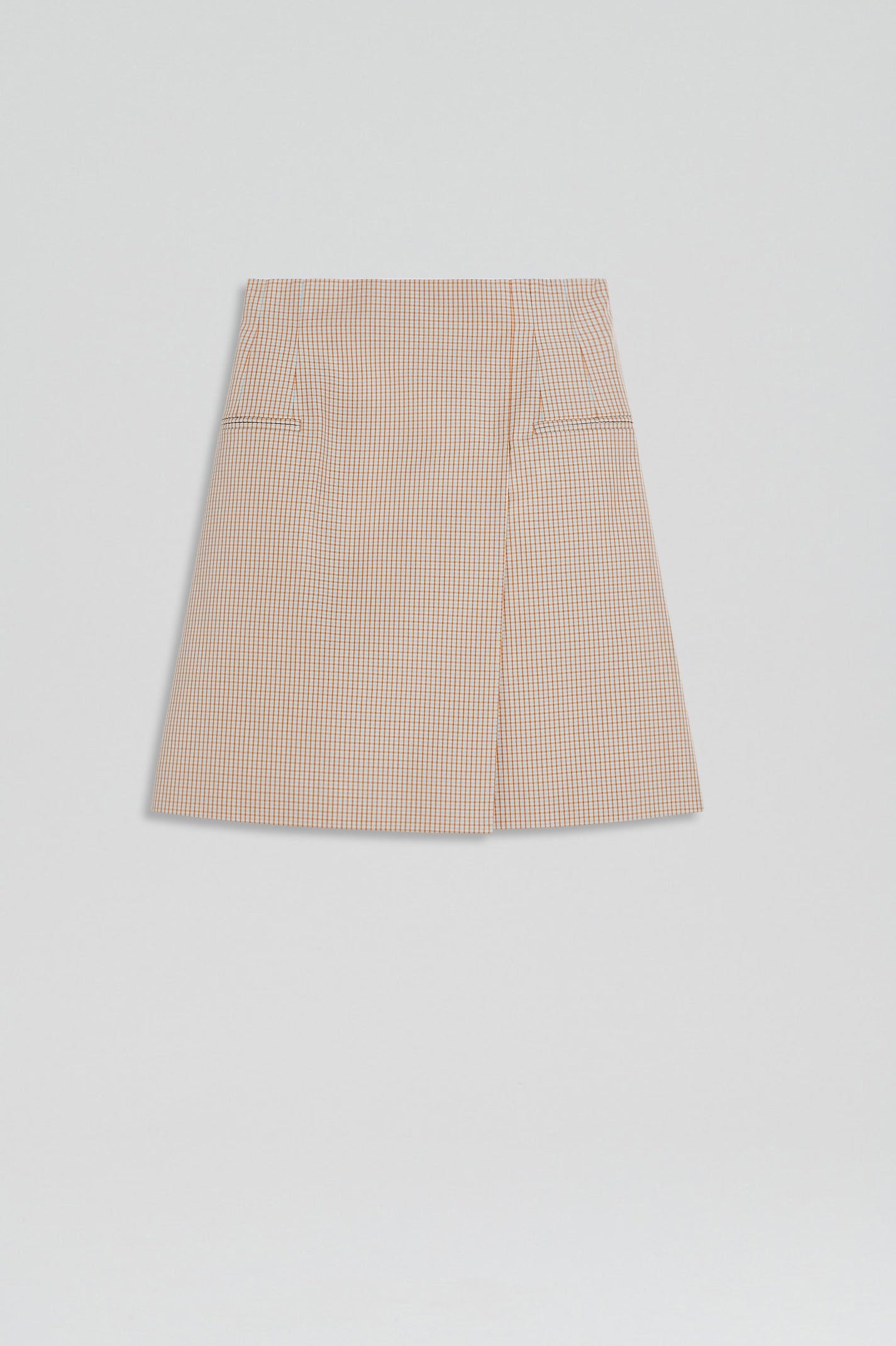 MINI PLAID WRAP SKIRT - PALE.BLUE.CAMEL